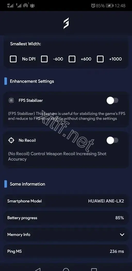 Screenshot of Xit FF Max Sensitivity Settings